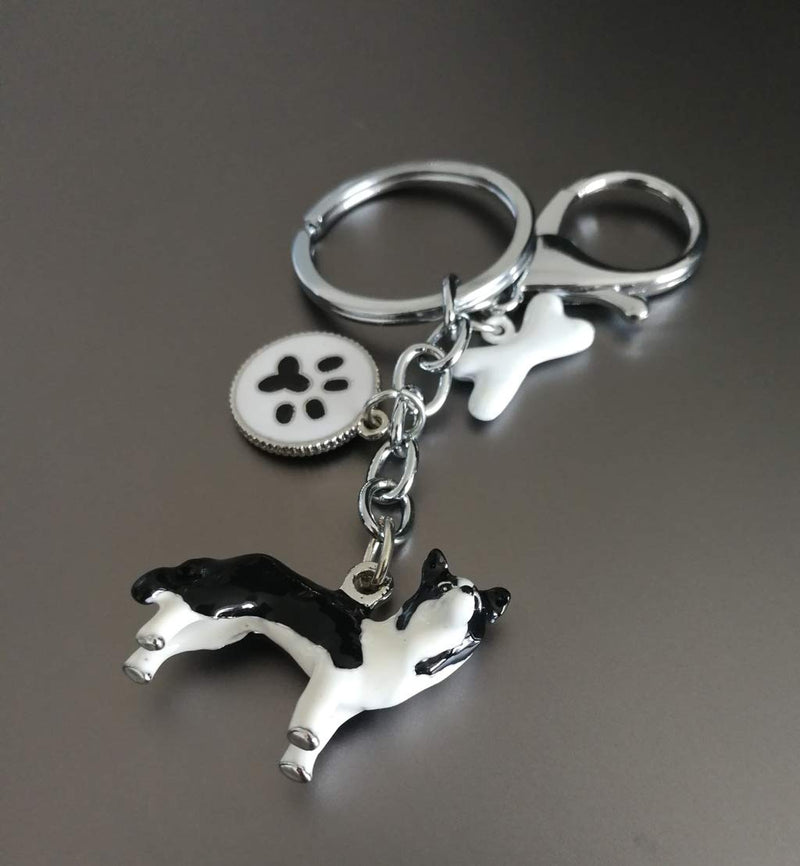 BbearT® Dog ID Tag Dog Keychain,Cute Ceramic Stereo Dog Metal Keychain Keyring Dog ID Tags (Border Collie) Border Collie - PawsPlanet Australia
