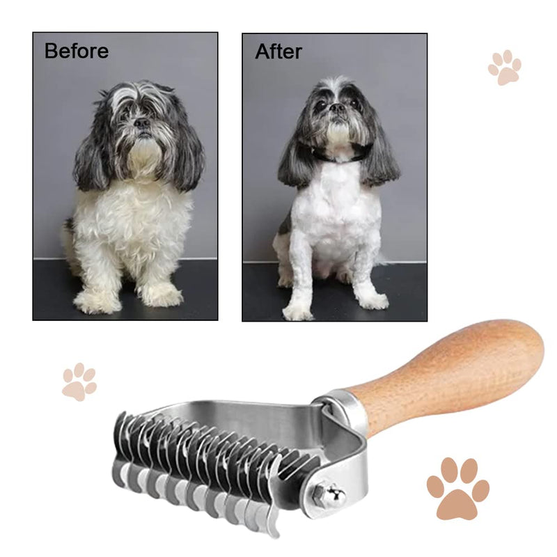 Pet Grooming Brush Dog Dematting Comb Double-sided Undercoat Rake for Removing Loose Undercoat, Knots, Mats and Tangled Hair - PawsPlanet Australia