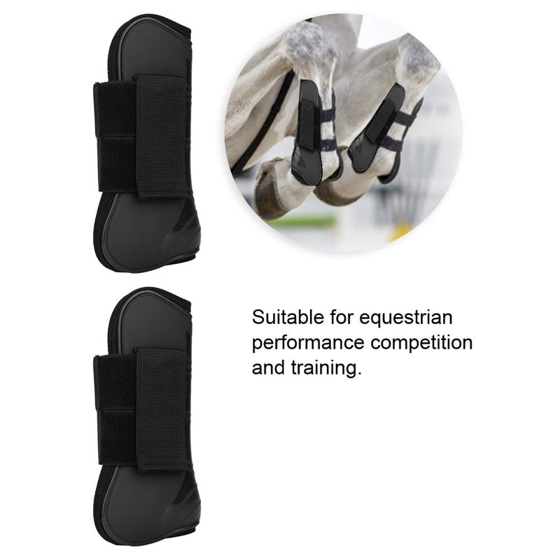 ViaGasaFamido Horse Support Boots, 1 Pair of Horse Breathable Wrap Jumping Leg Boot Protection Support Wrap Equestrian PU Secure Leg Protection Horse Tendon (Black) Black - PawsPlanet Australia