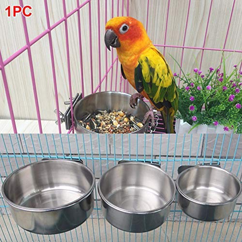 Classic Pet Products Coop Cup Stainless Steel Food Bowl, Cat Food Bowl, Water Bowl, Practical Feeding Tray, Parrot Feeder with Clamp 10cm As Picture Show - PawsPlanet Australia