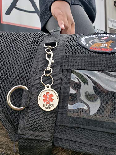 [Australia] - Activedogs Service Dog Chrome Tag - Double Sided - ADA Access Required by Federal Law with Red Medical Alert Symbol 1.25 inch. Easily to Attach to Collar, Leash or Harness Vest 