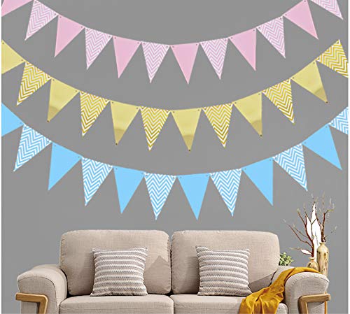 Airssory 5 Sets Pennant Banners Triangle with Wave Pattern Garland Bunting Flag for Birthday Party Grand Opening Christmas Decorations #03 - PawsPlanet Australia