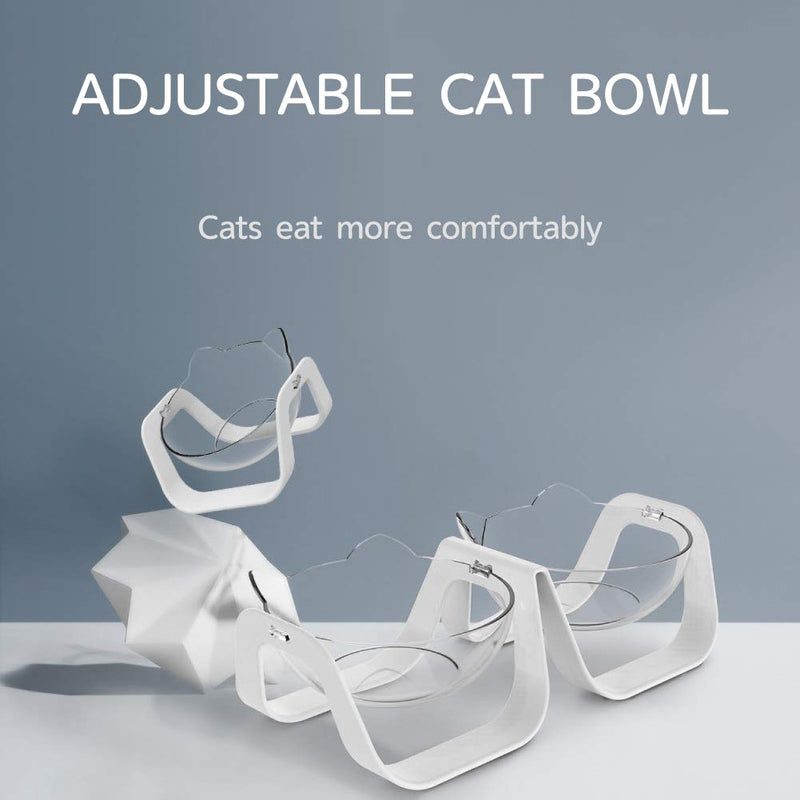 Junhonsion 15°Tilted Platform Cat Bowls, Anti-spill Adjustable,Pet Food Water Bowl for Cats and Small Dogs (Double bowls) Double bowls - PawsPlanet Australia