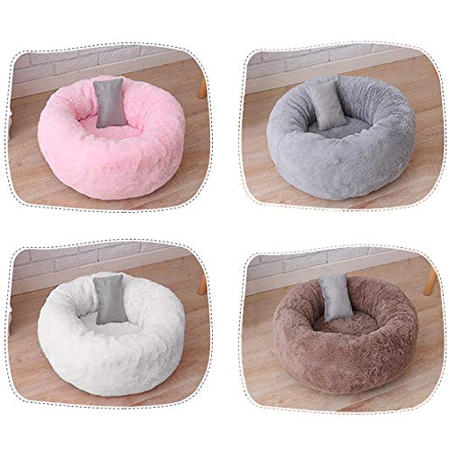 TINTON LIFE Luxury Plush Pet Bed with Pillow for Cats Small Dogs Round Cuddler Oval Cozy Self-Warming Cat Bed for Improved Sleep, Coffee S S 13.82 x13.82 x8.7" - PawsPlanet Australia