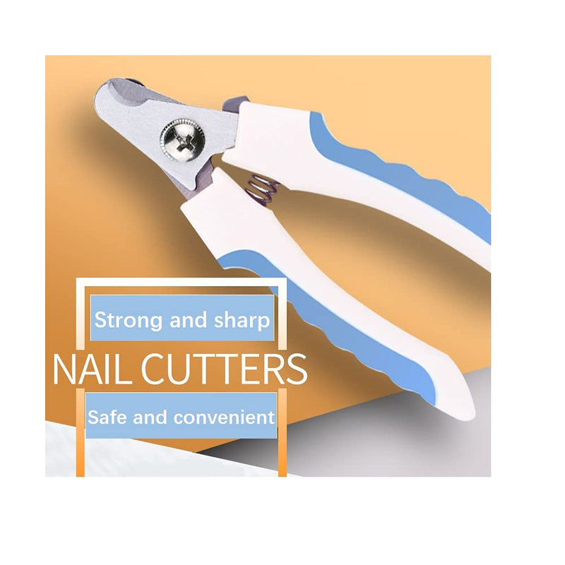 ANSIEDIO Claw Scissors for Dogs and Cats with Nail File - Stainless Steel Nail Scissors Claw Care Cutter for Medium & Small Pets Nail Clippers with Safety Protection (Blue) Blue - PawsPlanet Australia