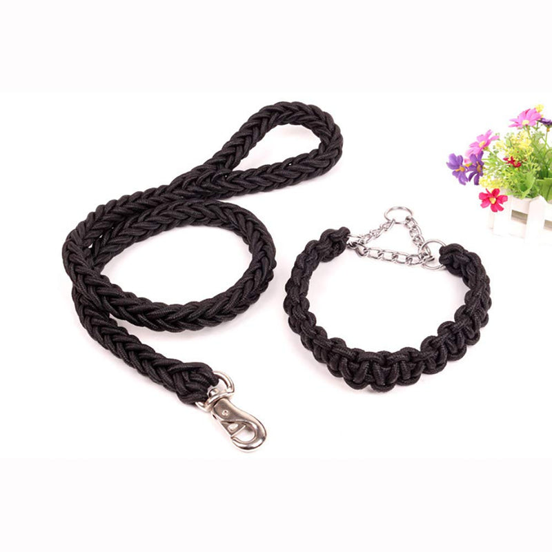 Dog Collar and Leash Set with Heavy Duty Dog Leash, Heavy Duty Rope Braided Dog Training Leash Strong Dog Leash, Durable Nylon Dog Training Leash for Small Medium Large Dogs Small (Pack of 1) Black - PawsPlanet Australia