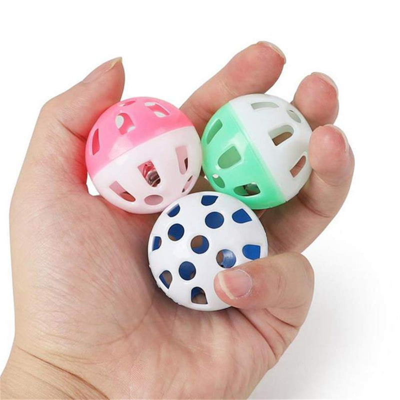 [Australia] - ORNOOU 20 Pieces Pet Cat Kitten Play Balls with Jingle Bell Pounce Chase Rattle Toy,Random Color 