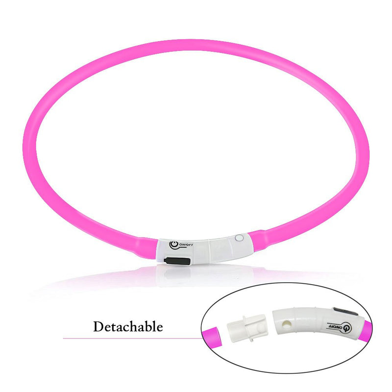 [Australia] - LED Dog Collar,USB Rechargeable Glowing Dog Collars, Light Up Collar Improved Pet Safety &Visibility at Night, 3 Flashing Modes,Water-Resistant Lighted Collar Fits For Small Medium Large Dogs pink 