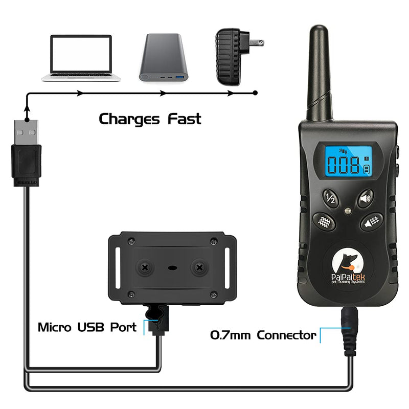 Paipaitek Dog Shock Collar Charger Replacement, Charger Works with Paipaitek PD520V Dog Training Collar and Most Barking Collar Systems, USB 2-in-1 Charger for The Receiver Collar and The Remote - PawsPlanet Australia