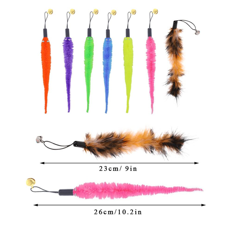 Pilikoll Pack of 12 Cat Toys Worm & 4 Pieces Cat Toys Toys with Feathers Cat Worm Teaser Toys with Bells Cat String Toys Pet Toys for Cats Kitten Training - PawsPlanet Australia