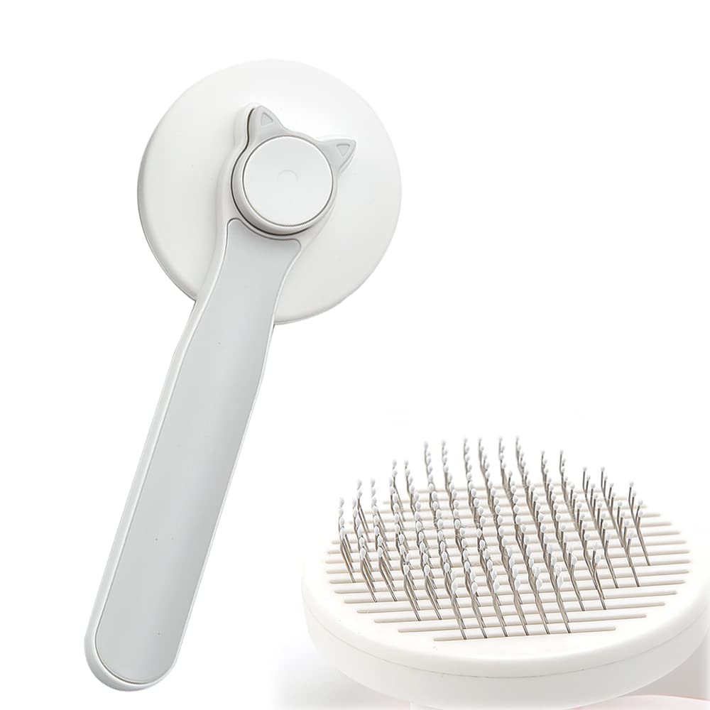 Marchul Cat Grooming Brush, Self-Cleaning Slicker Brushes for Cats, Shedding Brush for Long-Haired and Short-Haired Cats, Kitten Fur Brush for Removing Loose Undercoat Gray - PawsPlanet Australia