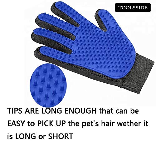 TOOLSSIDE Pet Hair Remover Glove - 1 Pack Right Hand Gentle Deshedding Glove for Dogs and Cats, Pet Glove Brush Enhanced Five Finger Design, Blue - PawsPlanet Australia