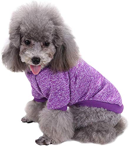 Ducomi Classic Sweatshirt with Elasticated Cuffs and Collar in Soft Fleece Cotton for Dogs and Cats (Purple, XXL) Purple - PawsPlanet Australia