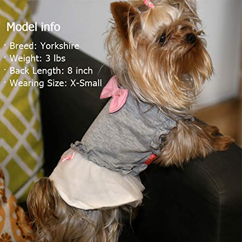 [Australia] - kyeese Dog Dresses Girl Bowtie Grey Dog Ruffle Dress Party Birthday Pet Apparel for Small/Medium Dogs Sundress Large (Ruffle) Grey 