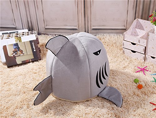 [Australia] - M&G House Cozy Cat Bed Cave, Mongolian Yurt Shaped House Windproof Removable Pet Cat Bed Thermal Hiding Dog Sleeping Bag Medium Shark-Grey 