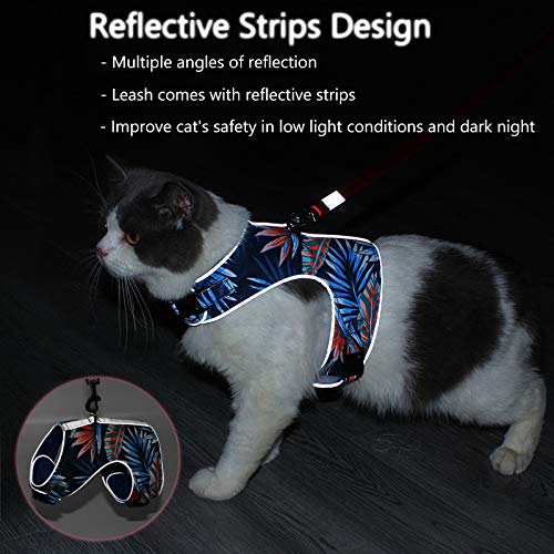 [Australia] - FEimaX Cat Harness and Leash Set for Escape Proof Walking, Soft Mesh Holster Style Adjustable Reflective Breathable Printed Vest Harness for Small and Medium Cats Kitten Kitty XS (Chest: 10.2-12'') Blue 