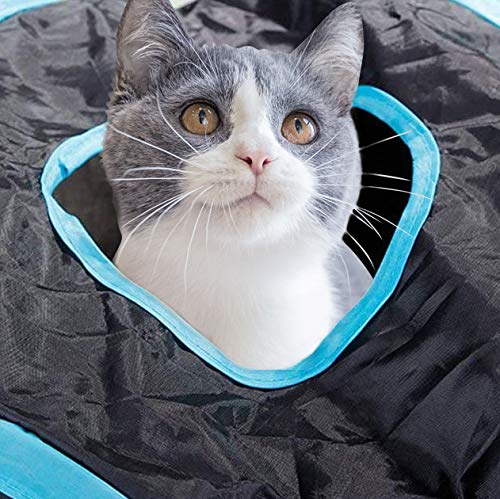 MQUPIN Pet Tunnel Cat Tunnel Upgraded,5-Way Tunnel Collapsible Extensible Cat Tube Crinkle Pop Up Tunnel, Tear Resistant Crinkle Toy Maze House with Pompon and Bells for Cat Dog Puppy Kitten Rabbit - PawsPlanet Australia