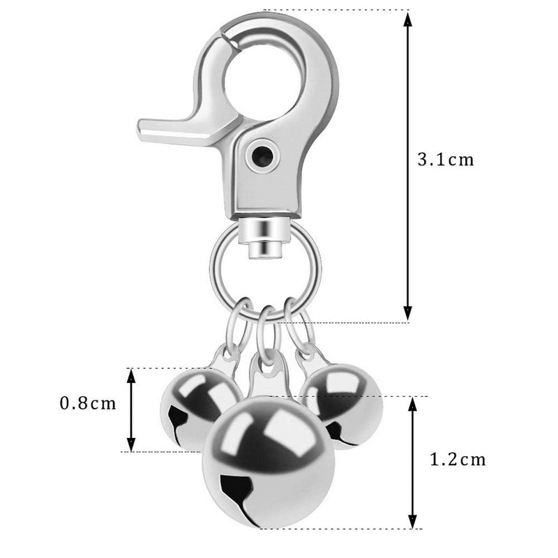 alful Pet Collar Bell, 8 Pcs Dog Cat Loud Charm Triple Bells with Key Ring for Potty Training, Decoration silver - PawsPlanet Australia