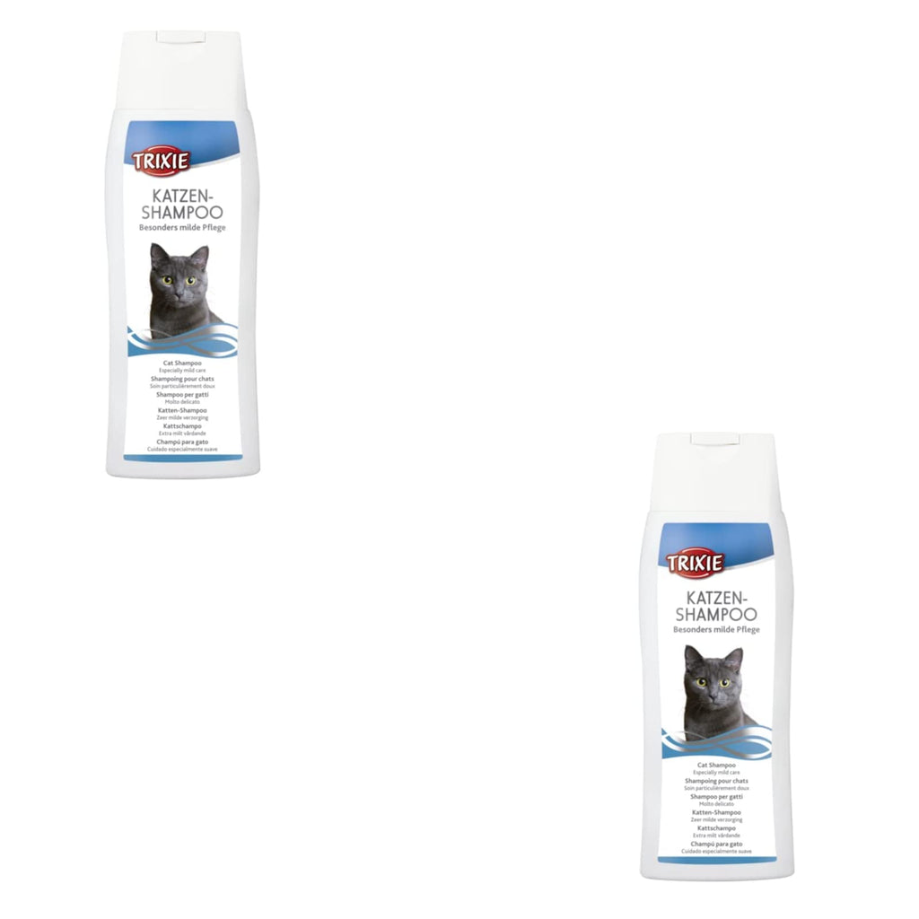 TRIXIE cat shampoo | Double pack | 2 x 250ml | Particularly mild care for cats of all breeds With chamomile extract to support the skin | Revitalizing shampoo - PawsPlanet Australia