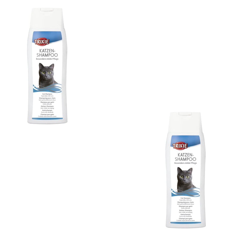 TRIXIE cat shampoo | Double pack | 2 x 250ml | Particularly mild care for cats of all breeds With chamomile extract to support the skin | Revitalizing shampoo - PawsPlanet Australia