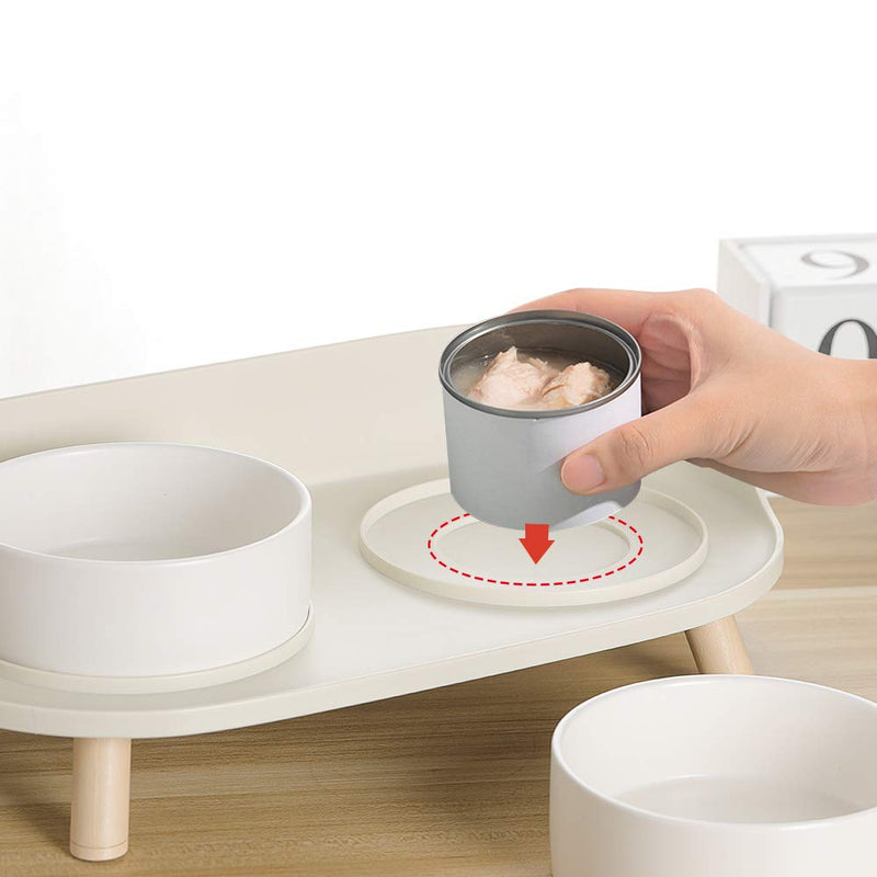 Cat Bowl for Food and Water - Elevated Dog Bowls with Stand - Raised Dog Cat Bowl set - Double pet bowl Dish for small Dog | Cat | puppy | rabbit and with Splash Proof Guard for Less Mess White - PawsPlanet Australia