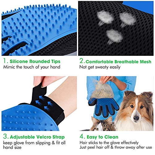 WEPO Pet Grooming Glove/Brushing Glove - Hair Removal Gloves/Massage Brush for Dogs Cats - Grooming - Orange & Black Black & Orange - PawsPlanet Australia