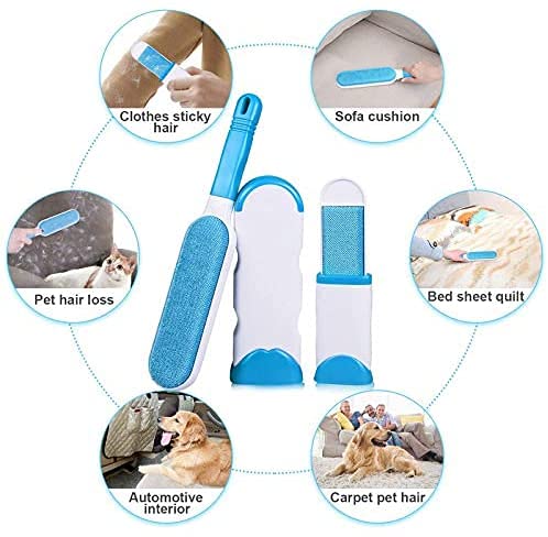 Pet Hair Remover, Pet Fur Remover, Cat Hair Remover, Dog Hair Remover, Lint Brush, Pet Hair Remover Brush with Self-Cleaning Base Efficient Double-Sided Perfect for Clothing, Couch, Carpet, Furniture - PawsPlanet Australia