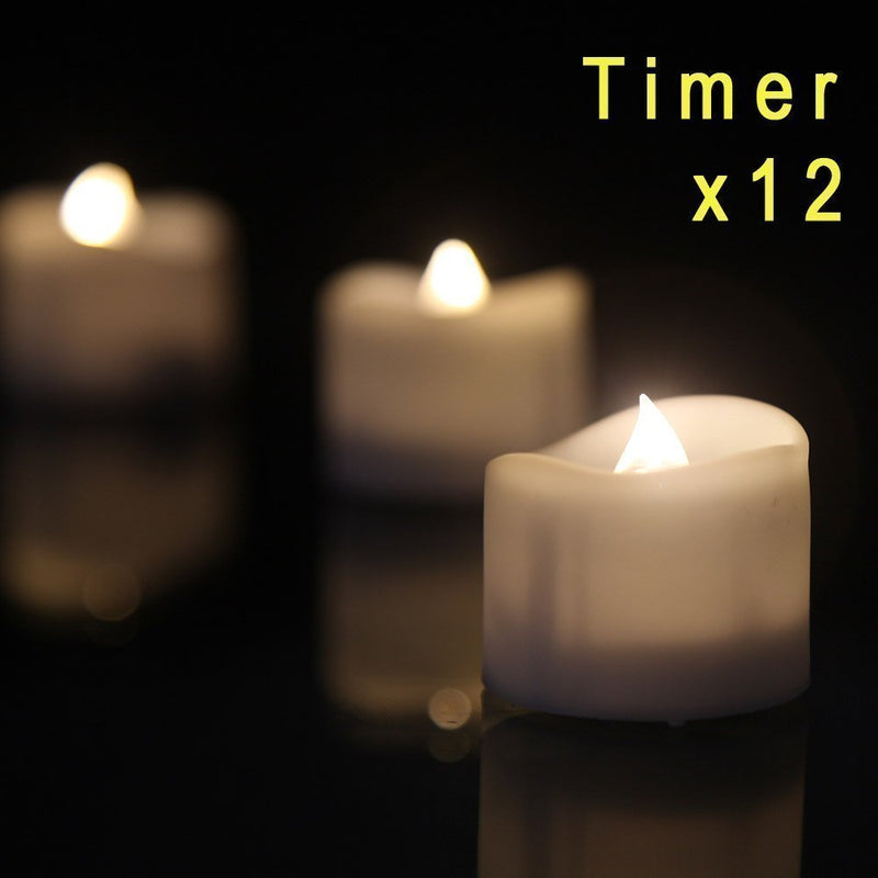 eLander LED Tea Lights Flameless Candle with Timer, 6 Hours on and 18 Hours Off, 1.4 x 1.3 Inch, Warm White, [12 Pack] - PawsPlanet Australia