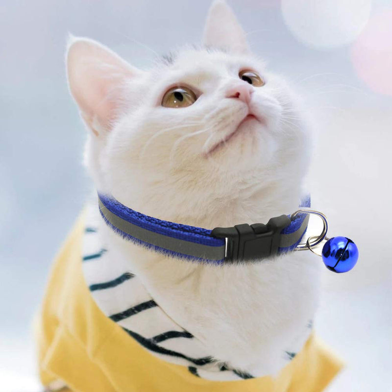 VEGCOO Cat Collars, Reflective Collar Cat Bell Kitten Necklace Pet Bells, Cute Colour Collars Adjustable Cat Collar Suitable for Small Animal Indoor Outdoor (12 Reflective Collars) 12 Reflective Collars - PawsPlanet Australia