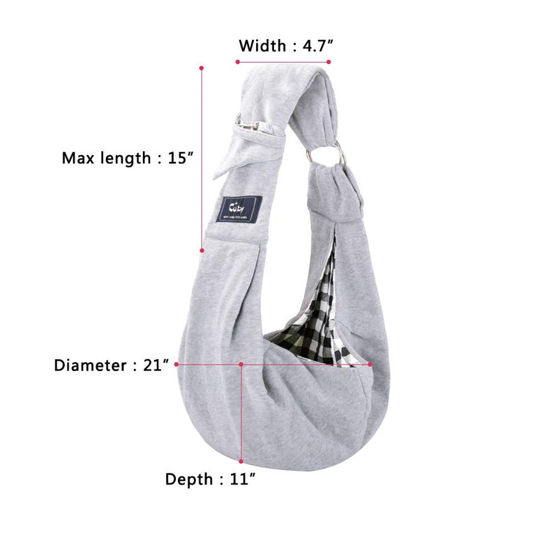 CUBY Reversible Pet Sling Carrier Hands-free Sling Pet Dog Cat Carrier Bag Soft Comfortable Puppy Kitty Rabbit Double-sided Pouch Shoulder Carry Tote Handbag (Grey) Grey - PawsPlanet Australia