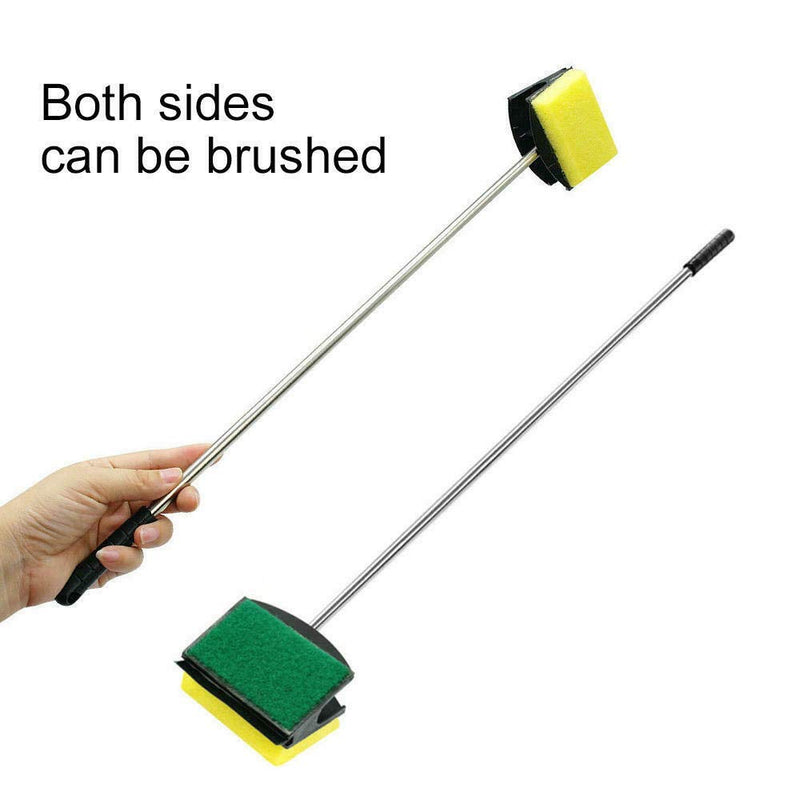 Aquarium Fish Tank Algae Scraper Double Sided Sponge Brush and High Density Cleaner with Long Handle Fish Tank Scrubber for Glass Aquariums and Home Kitchen, 18.5 inches - PawsPlanet Australia