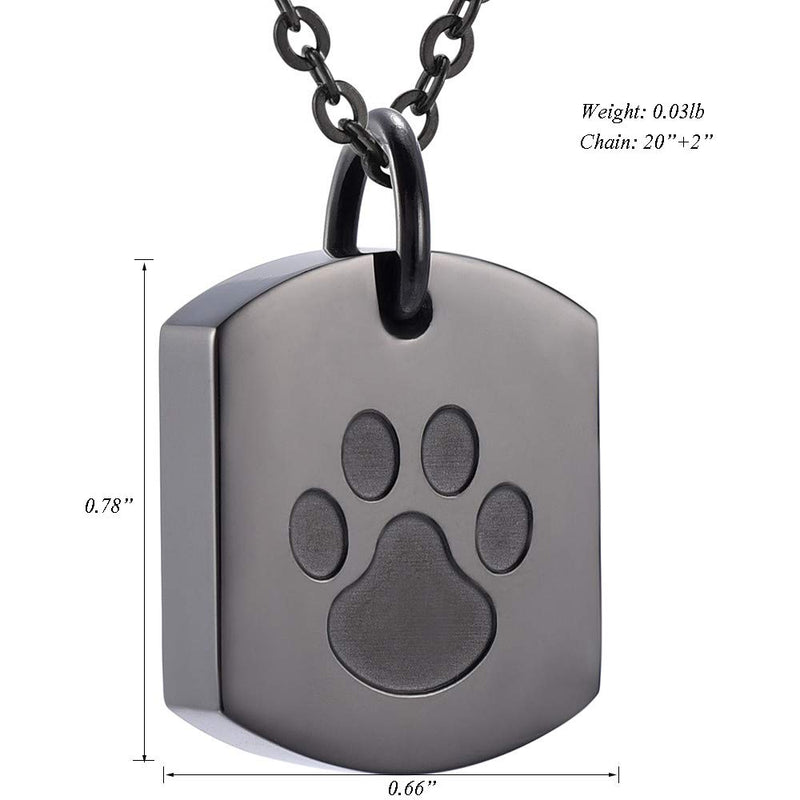 [Australia] - Cremation Jewelry for Ashes Dog Cat Paw Memorial Urn Necklace Pendant Locket for Pet Ash Keepsake Jewellery Black 