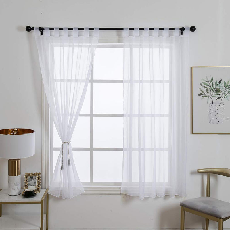 ZebraSmile 1 Panel Tab Top Sheer Drapery Window Treatment Curtain Sheer Curtain for Girls Room Sheer Drape Curtains Sheer Voile Curtains Drapery Sheers White 57(H) X55(W) in 55(W)X57(H) In/ Each Panel - PawsPlanet Australia