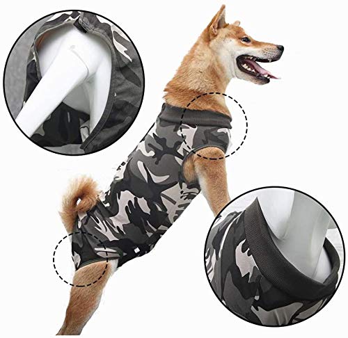 Rantow 2-Pack Dog Surgical Recovery Suit | Camouflage + Blue Stripes | Abdominal Wound Bandages Protector | After Surgery Wear for Small Medium Large Dogs | Cone of Shame & E Collar Alternative (XS) XS - PawsPlanet Australia