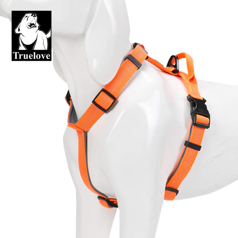 TRUE LOVE Dog Harness Adjustable Reflective Durable Padded Pet Vest With Handle Car Trip Outdoor TLH6171(Orange,M) M Orange - PawsPlanet Australia