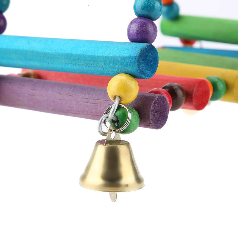 HEEPDD Parrot Swing Toys, Wooden Colorful Triangle Bird Perch Bird Cage Climbing Ladders Hanging Toys for Parakeet - PawsPlanet Australia