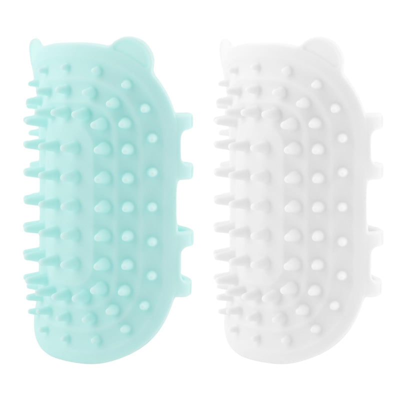 2 pcs Pet Tickling Artifact, Cat Rubbing Corner Comb, Silicone Tickling Comb Brush, Pet Itch Tool Back Scratcher for Dogs Cats(White,Green,Size:6.5x4.13inch) - PawsPlanet Australia