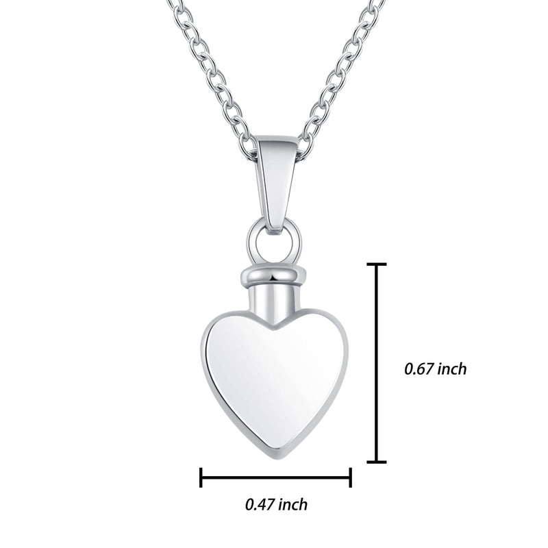 925 Sterling Silver Heart Urn Necklace Simple Blank Always in My Heart Ashes Cremation Jewelry Memorial Keepsake Pendant with Funnel Kit - PawsPlanet Australia