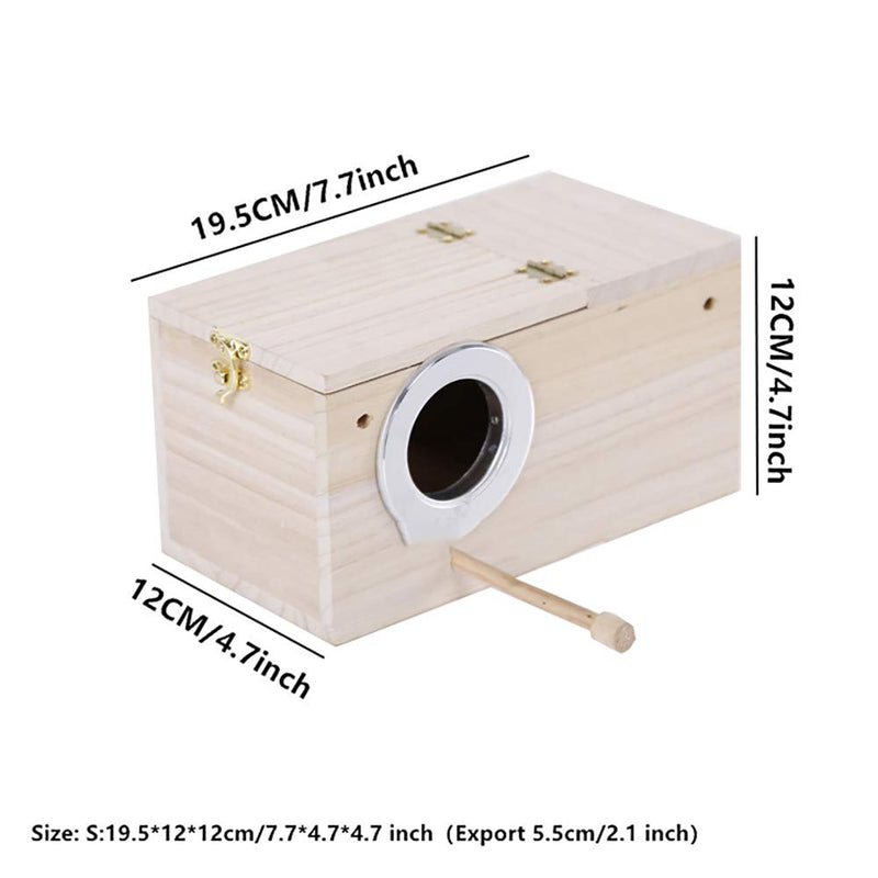 LINGNI Wooden Bird Box, Bird Feeding House with View Window, for Pet Parrot Budgie Parakeet Cockatiel Conure Canary Finch Dove Cage Gerbil Mice Cage (4.7x4.7x7.7 inch) 4.7x4.7x7.7 inch - PawsPlanet Australia