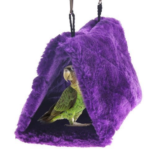 [Australia] - Cdycam Plush Pet Bird Hut Nest Hammock Hanging Cage Warm Nest Happy Snuggle Cave Tent Large Purple 