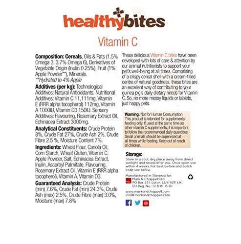 VetIQ HealthyBites for Guinea Pigs, Vitamin C Treats, 4x 30g, Pet Remedy to Support Immune Systems of Your Guinea Pig or Hamster, Guinea Pig & Hamster Treats with Prebiotic Fibre For Healthy Digestion - PawsPlanet Australia