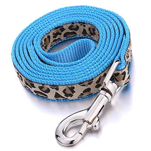 Mile High Life Dog Collar, Harness and Leash | Blue Leopard Design | Extra Small| Perfect Accessory For Walking Your Dog X-Small Neck 8"-12" - PawsPlanet Australia