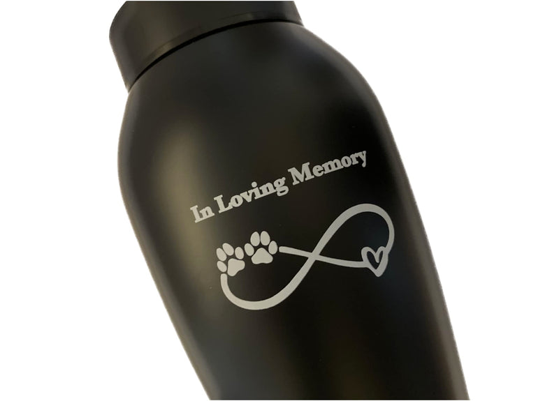 Petpets® Pet Urn/Memorial Urn 500ml In Loving Memory Dog, Cat, Black, Stainless Steel, Cremation, Memorial, Urn Grave Ashes, Keepsake - PawsPlanet Australia