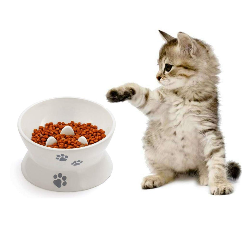 RoyalCare Raised Cat Food Bowl,Slow Feeder,Melamine Stress Free Pet Feeder and Waterer,Backflow Prevention, Gift for Cat - PawsPlanet Australia