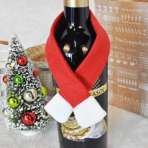 ONEYIM Mini Santa Hat Christmas Scarf, Small Christmas Hat for Wine Bottle Silverware Holder Home Christmas Decor(40PCS ) 40PCS - PawsPlanet Australia