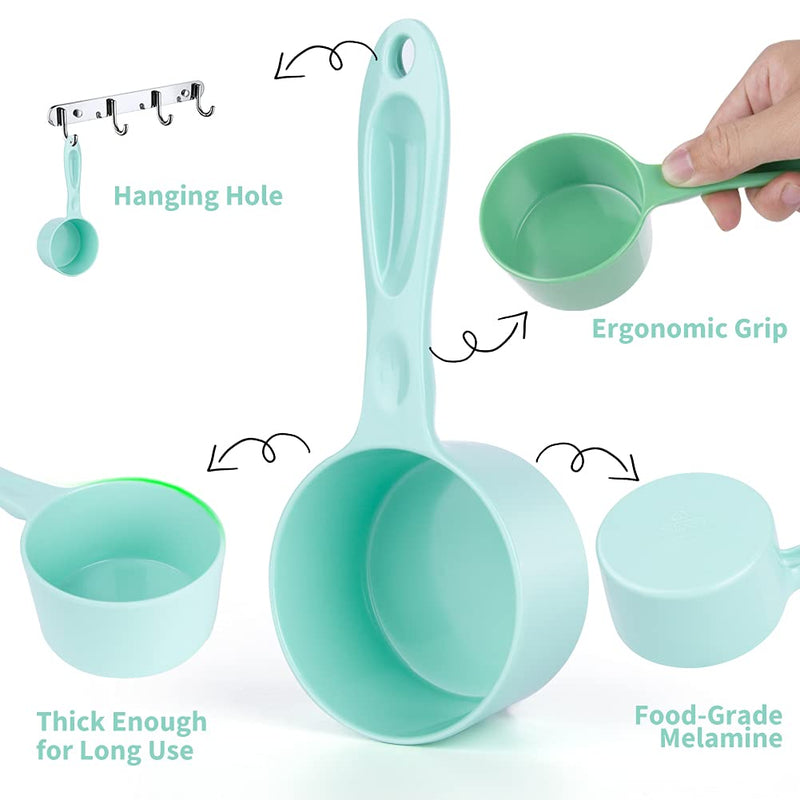 SUPER DESIGN Sturdy Melamine Food Scoop for Dogs Cats Birds, Measuring Cup, Long Comfortable Handle 0.5 Cup Light Green - PawsPlanet Australia