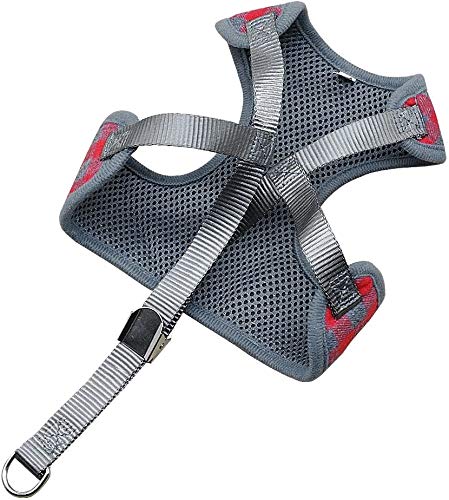 [Australia] - Aqiku Pet Harness and Leash Set for Walking Small Cat and Dog Harness, Escape Proof Soft Vest Harnesses with Bell Bow, Easy Control Breathable Pet Safety Jacket & 1 Metal Leash Ring S(Chest:7.8"-15.7") 