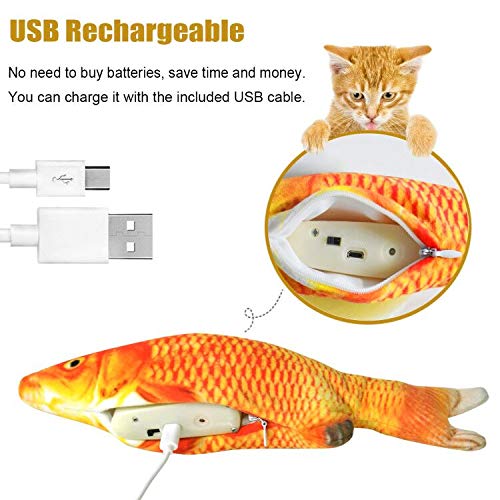 [Australia] - Senneny Electric Moving Fish Cat Toy, Realistic Plush Simulation Electric Wagging Fish Cat Toy Catnip Kicker Toys, Funny Interactive Pets Pillow Chew Bite Kick Supplies for Cat Kitten Kitty (Carp) 