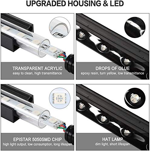 DOCEAN LED Aquarium Light, Acrylic Fish Tank Light, Upgraded LED Aquarium Light IP68 Waterproof Fish Tank Lights Submersible Underwater Aquarium Lights Rgb(11in/28cm)with Air Bubble - PawsPlanet Australia