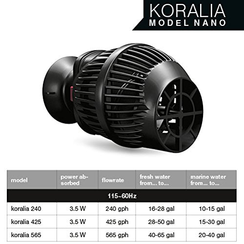 Hydor Koralia Nano Aquarium Circulation Pump, 240, 425, 565 GPH 240 gph - PawsPlanet Australia